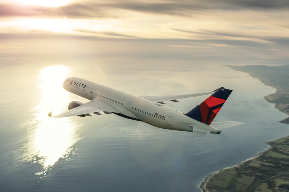 Delta AirLines Plane Flying Above Water